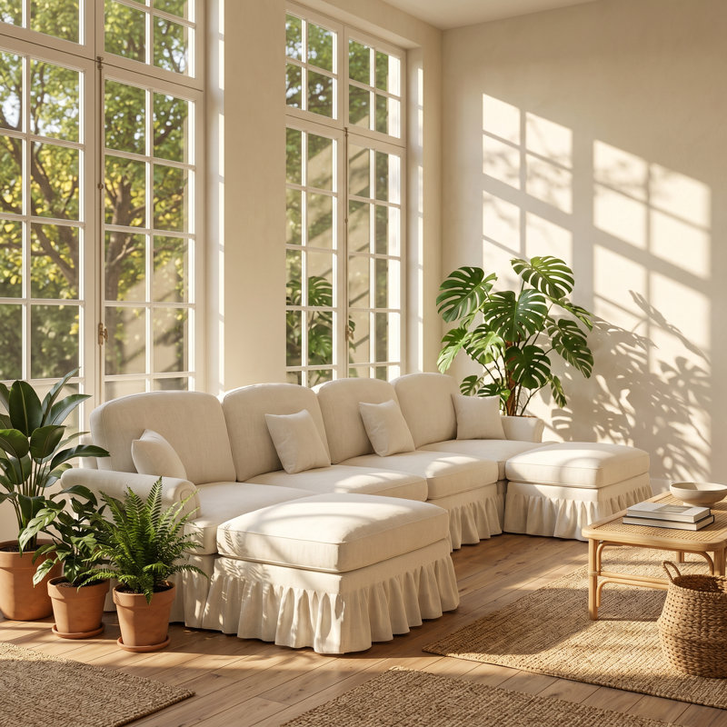 Canapé modulaire en U en chenille l 4,77 po x P 55,1 po x H 36,6 po Aurelia, H 36,6 po x l 137,8 po x P 55,1 po, Symétrique
