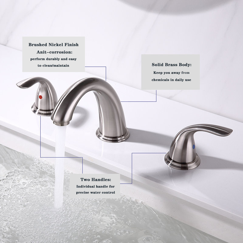 Widespread Bathroom Faucet with Drain Assembly