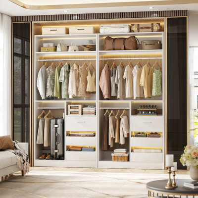 6-Drawer Shoe Cabinet With 72" Wide Closet & Dual Hanging Rods