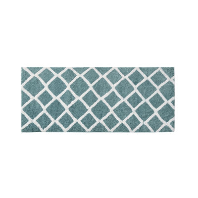 Tapis pour salle de bain réversible touffeté à poils longs, microfibre turquoise, 60 po x 24 po