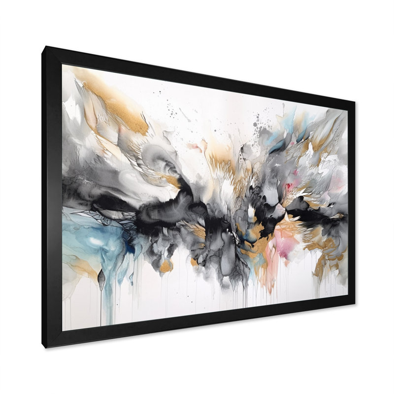Profondeurs géométriques blanches et grises II - impressions d'art géométriques modernes, Impression noire sur toile encadrée