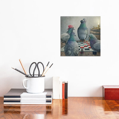 Checker Playing Pigeons by Terry Fan - Print on Canvas