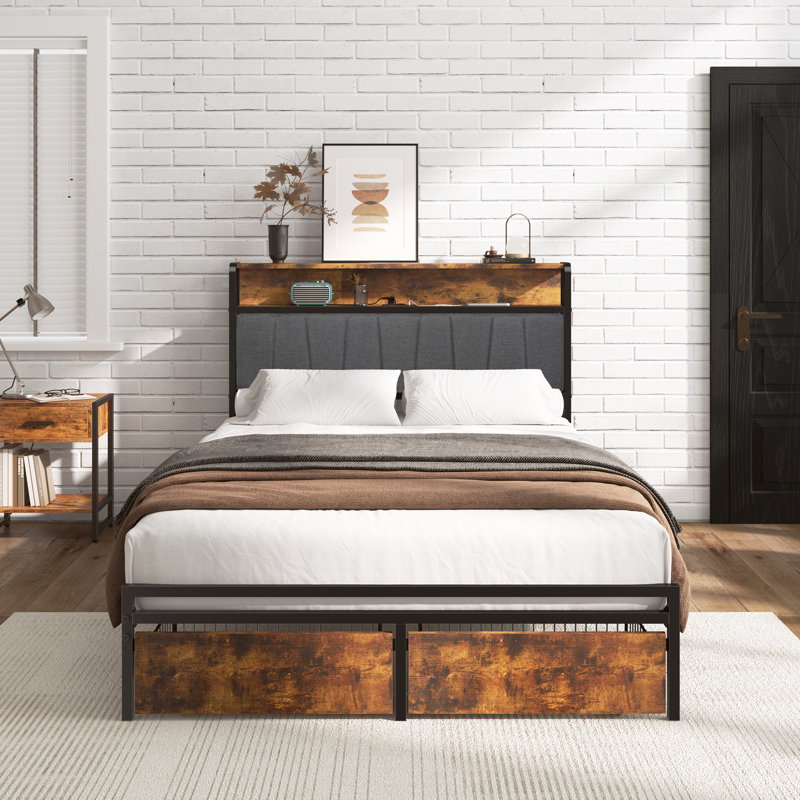 Cozzens Upholstered Bookcase Storage Bed, Twin