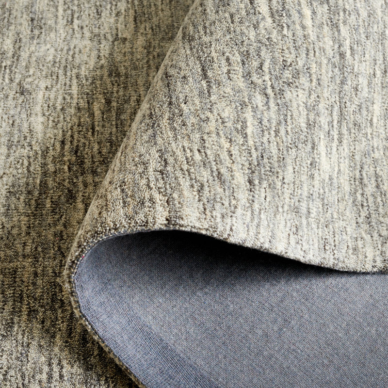 Tapis gris en laine tissé à la main Froelich, Carré 6 pi