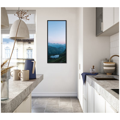 «Moonrise over the Mountain Lake in the German Alpes» par Michael Schauer, reproduction d'art sur toile encadrée