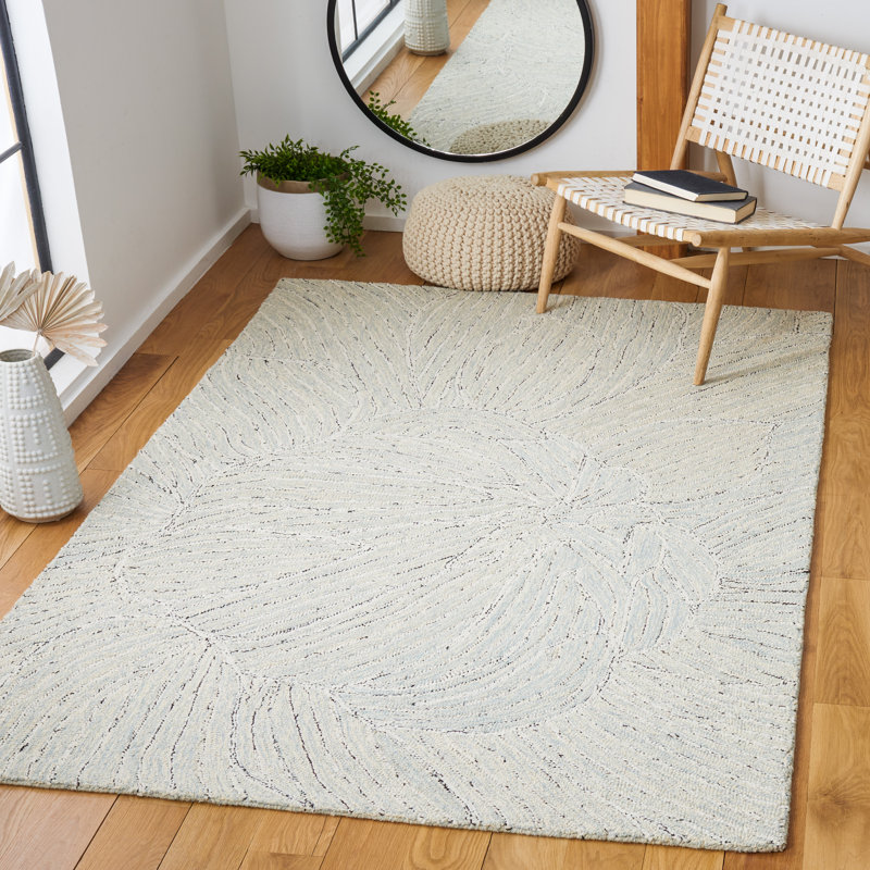 Tapis floral en laine et coton touffeté à la main Metro, Rectangle 4 pi x 6 pi
