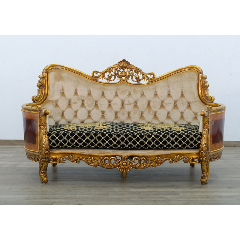 Maggiolini Loveseat, Black, Gold & light brown, Dark Gold