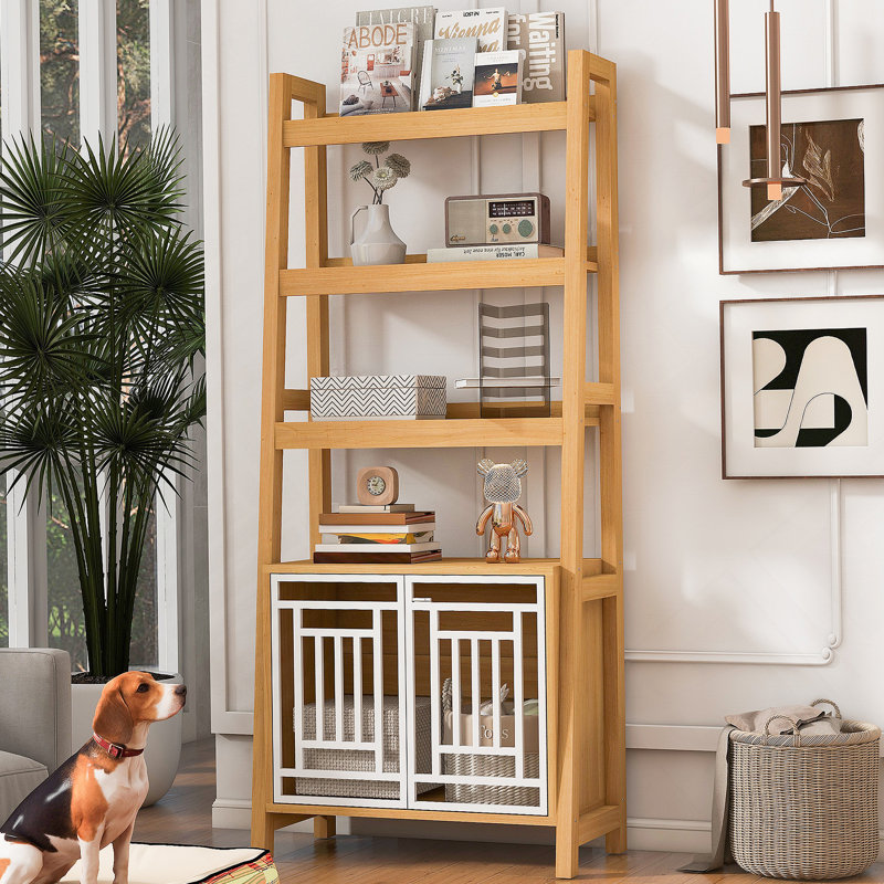 Bibliothèque échelle polyvalente adaptée aux animaux de compagnie avec options de rangement élégantes