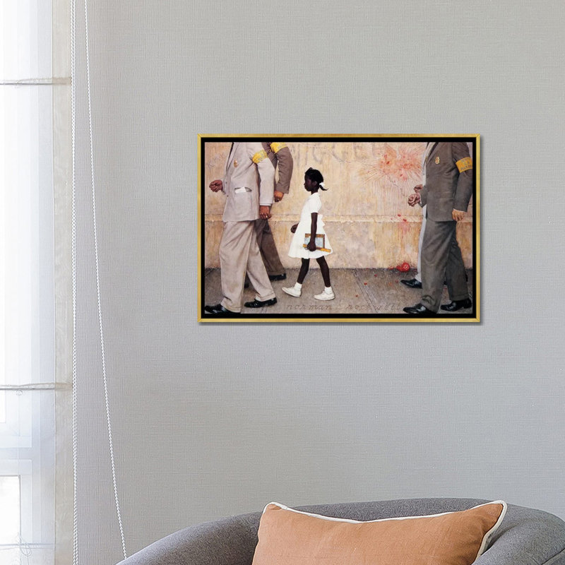 Le problème que nous vivons tous (Ruby Bridges) par Norman Rockwell - impression, H 24 po x l 32 po, Doré