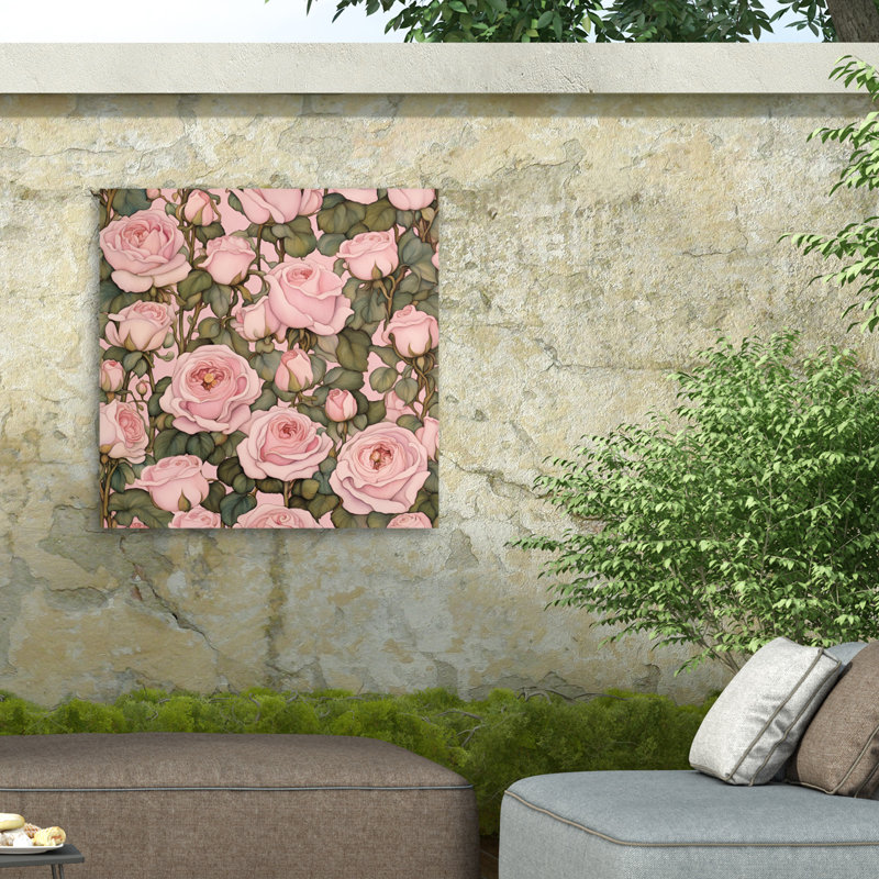 Tina Lavoie Katie's Pink Castilian Rose Garden Outdoor  Canvas, H 35 po x l 35 po