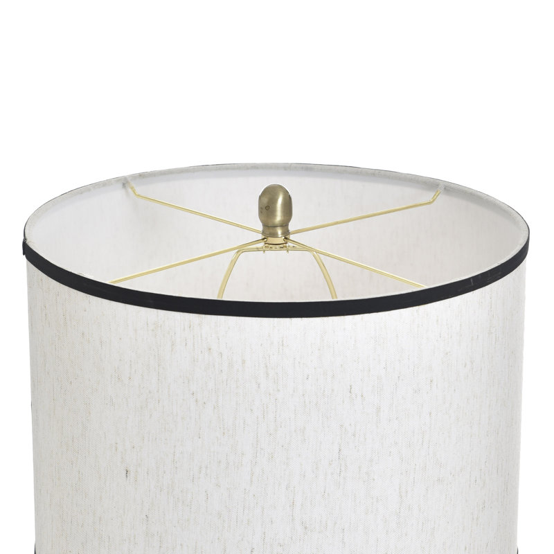 Lampe de table en acier - or Drayton - tissu blanc