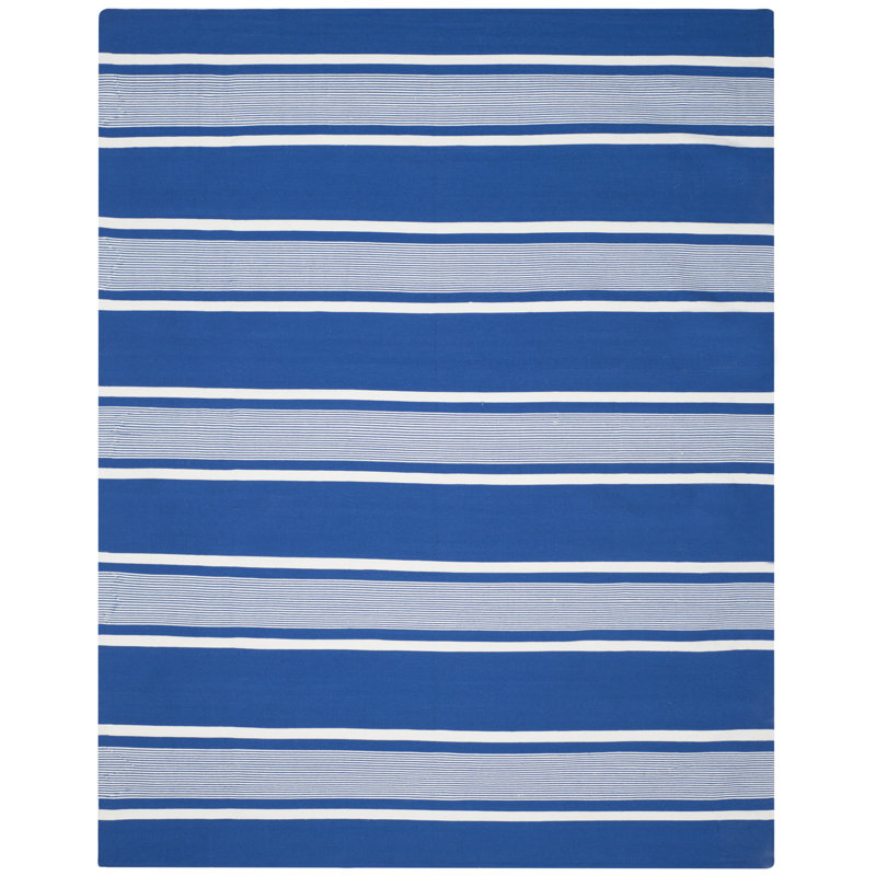 Harborview Flatweave Striped Area Rug in Blue, Rectangle 9' x 12'