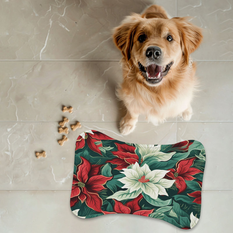 Tapis de Noël Holiday Poinsettias - 1 pièce, 14"