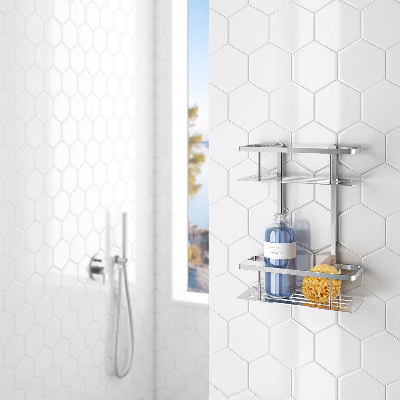 Panier de douche mural double