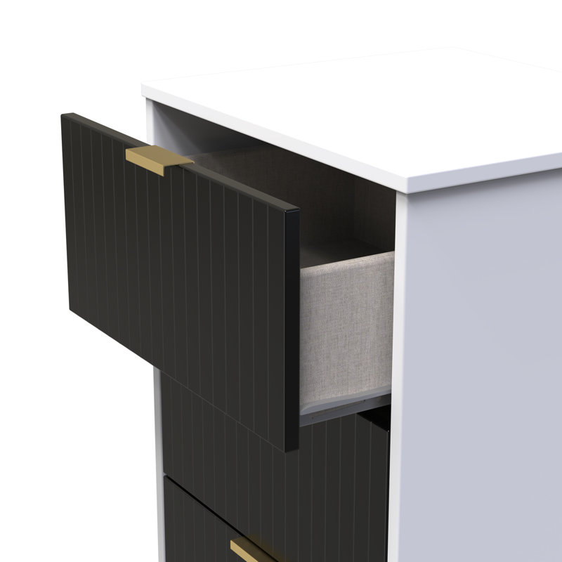 Barriner Bedside Table, Deep Black/White Matt
