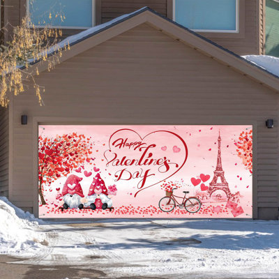 Valentine's Day Garage Door Valentine's Day Garage Backdrops Patio Party Decoration Door Hanging Flag