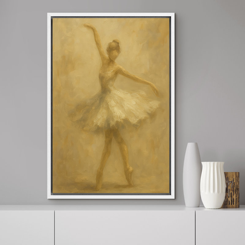 «Ethereal Ballet Mouvement Soft Neutral Figure Scene», reproduction d'art sur toile encadrée, H 24 po x l 16 po x P 1,5 po