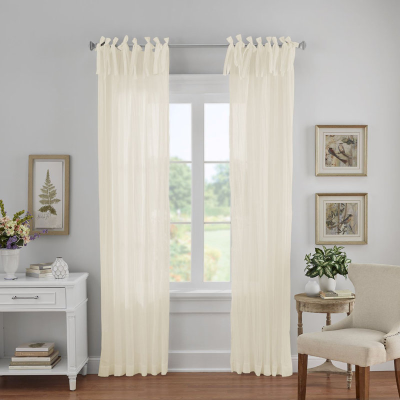 Mercuri Semi Sheer Single Curtain Panel, Ivory, 52"W x 95"L
