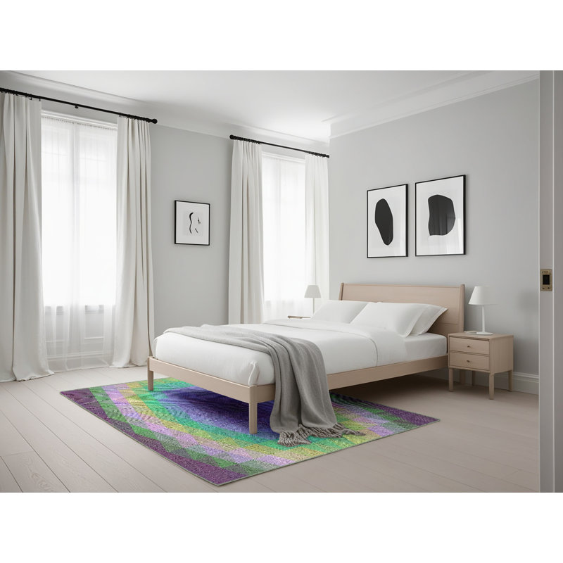 Tapis mauve à motif géométrique Knaack, Rectangle 5 pi x 7 pi
