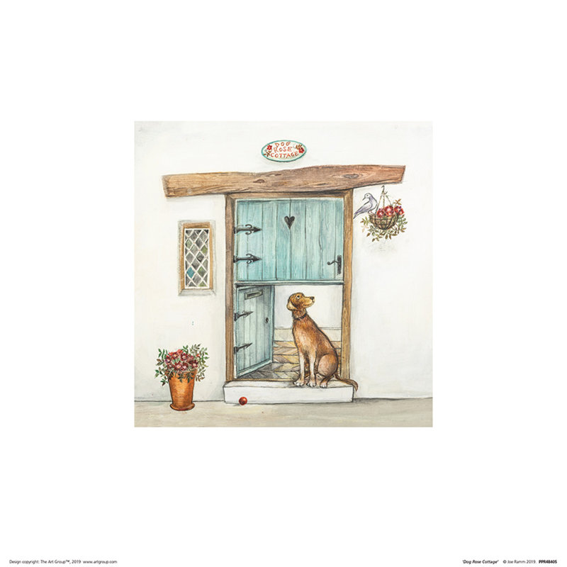 Dog Rose Cottage by Joe Ramm - No Frame Painting, 30 cm H x 30 cm W