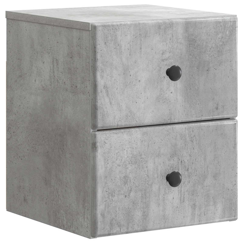 34.5cm W Manufactured Wood Bedside Table, Concrete Grey