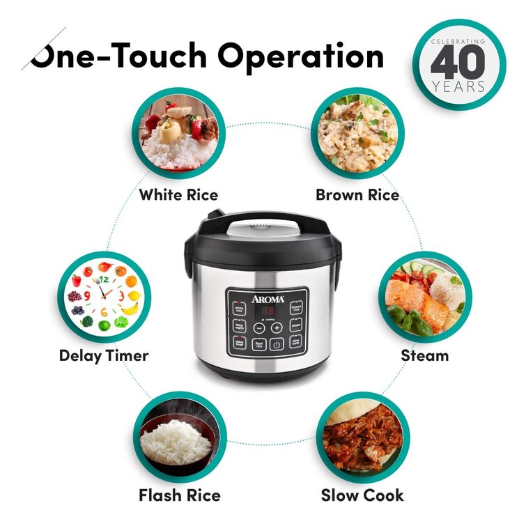Aroma 5 Qt. Cool Touch Digital Slow Cooker, Food Steamer and Rice
