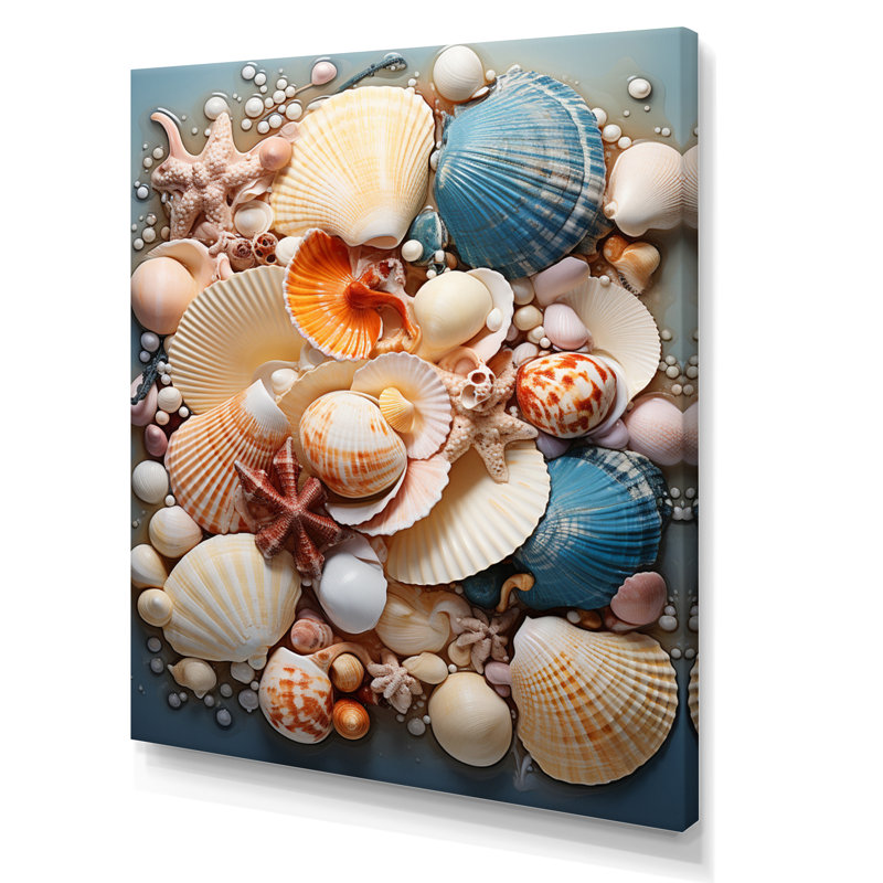«Beach Photo Seashell Symphony V - Coastal Animal», reproduction d'art mural, H 32 po x l 24 po x P 1 po, Toile tendue