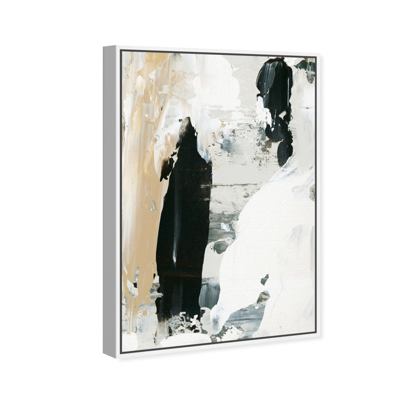 Gris chaud - peinture sur toile, Toile avec cadre blanc, H 24 po x l 36 po