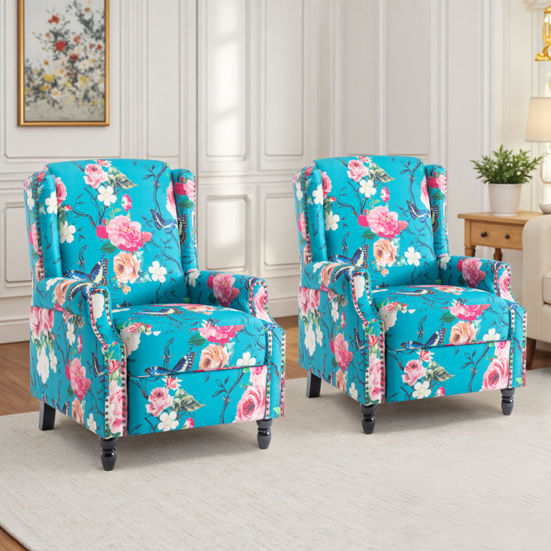 Manual Standard Push Back Recliner, Blue Peacock