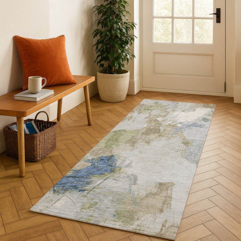 Premium Machine Washable Emest AMF1914 Abstract Rug, Runner 2'3" x 7'6"