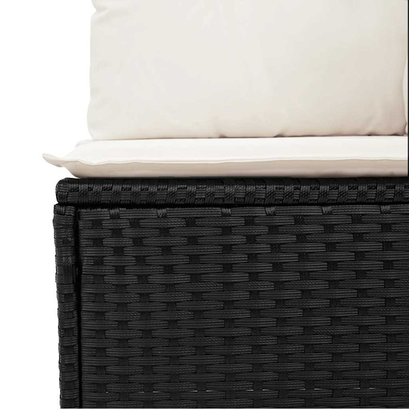Ensemble de canapé de jardin vidaXL noir, blanc crème