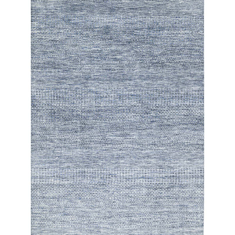 Tapis noué à la main gris foncé / bleu, Rectangle 10 pi x 14 pi