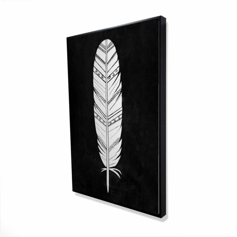 Native American Feather Canvas - Black Framed Bedroom Decor