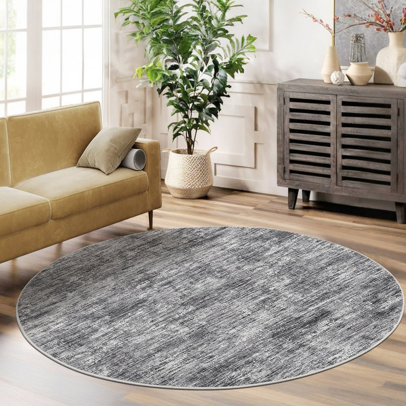 Washable Solid Color Textured Thin Indoor Rug, Low Pile Area Rug with Soft Surface, Non Slip Backing, Easy Clean Design for Living Room, Bedroom, Dorm, Home Office