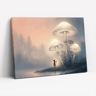 Ensemble de 1 tableau sur toile Forêt de champignons