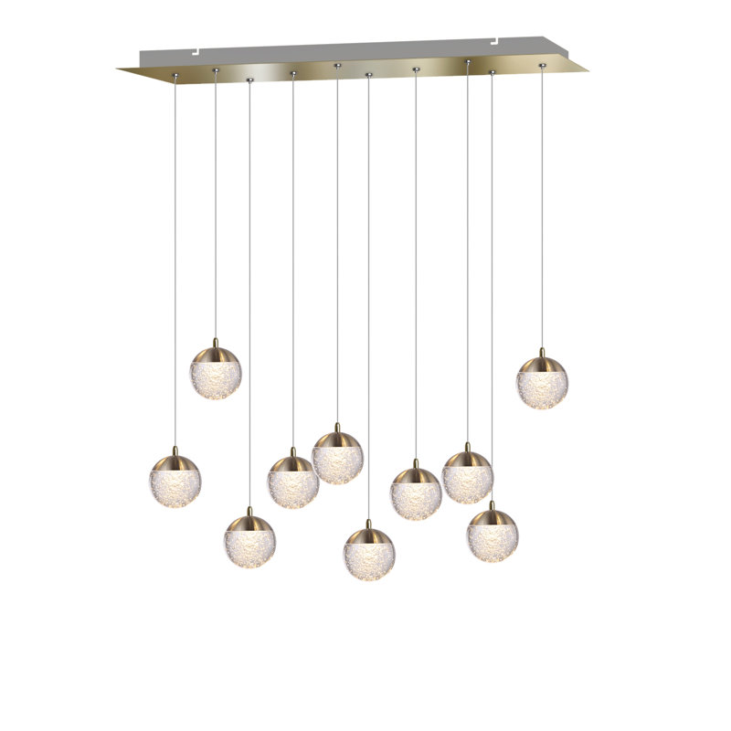 Heatherly 10 - Light Cluster Pendant, Brushed Brass