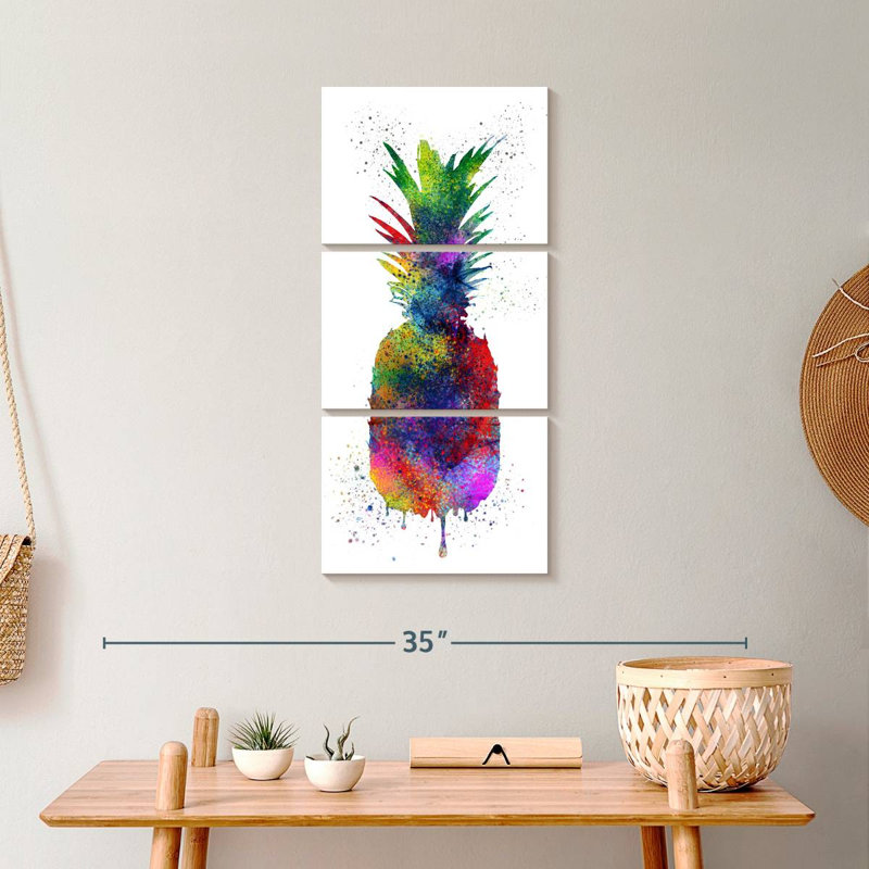 «Color Splash Pineapple», reproduction d'art sur toile, H 12 po x l 27 po x P 1 po