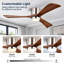 Ventilateur de plafond à DEL à intensité variable de 52 po avec télécommande 3CCT et mémoire de minuterie à moteur à courant continu pour le salon ou la cuisine-130365624