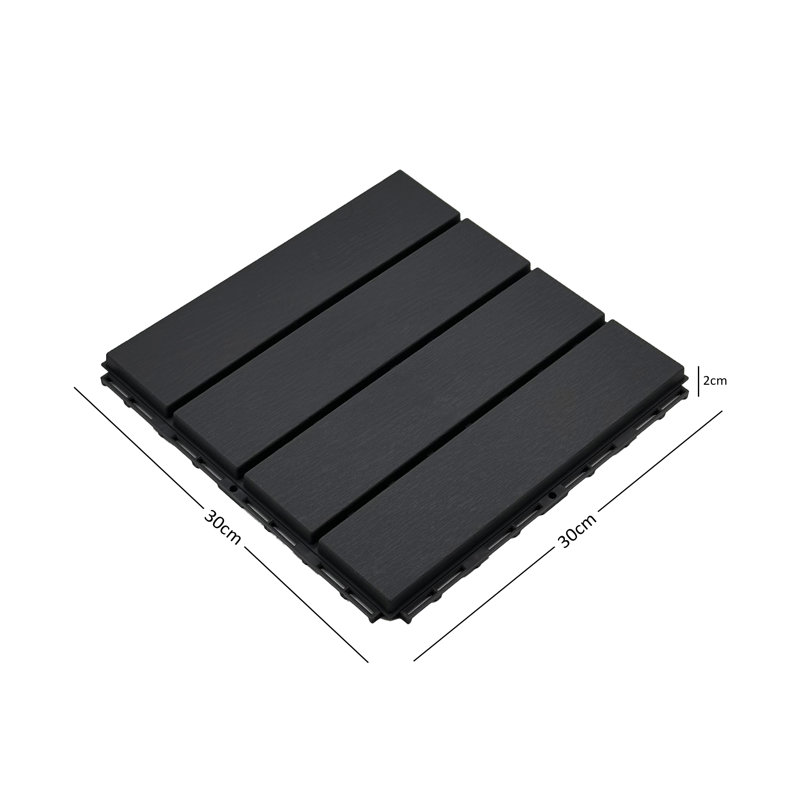 Calab 30cm L x 30cm W Plastic Interlocking Deck Tile, Black