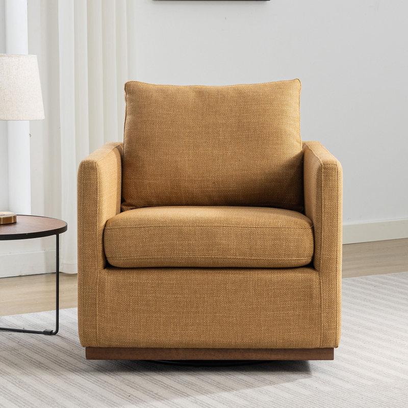 Fauteuil pivotant, chaise de salon, chaise de chambre à coucher Shaine, Lin jaune