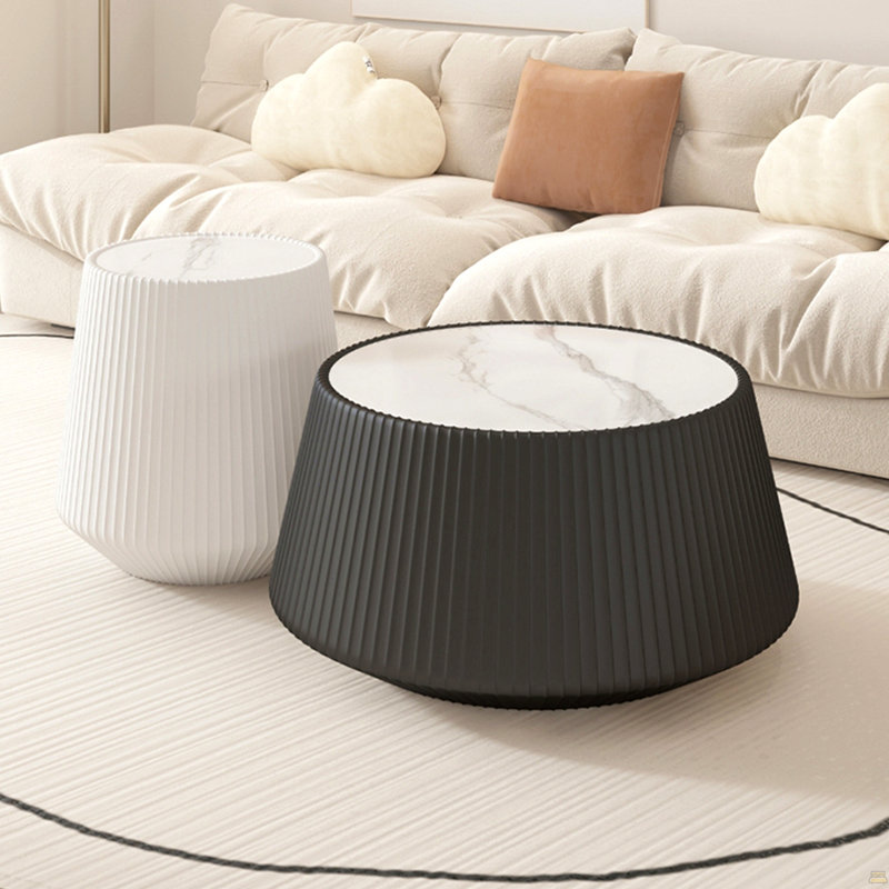 Table basse moderne en cuir fritté clair