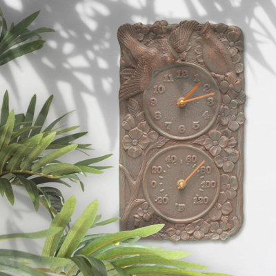 Cardinal Indoor/Outdoor Wall Clock and Thermometer