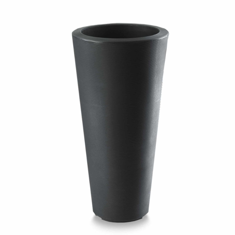 Grand pot à fleurs à double paroi Bleeker, Noir caviar, H 25,5 po x l 13 po x P 13 po