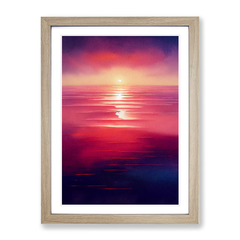 XV1022-1982X Exceptional Sunset 1 Piece Single Picture Frame Wall Art, 34cm H x 25cm W x 2cm D, Oak Framed
