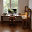 Bureau en fer massif en forme de L brun noyer + noir-847565307-847565310