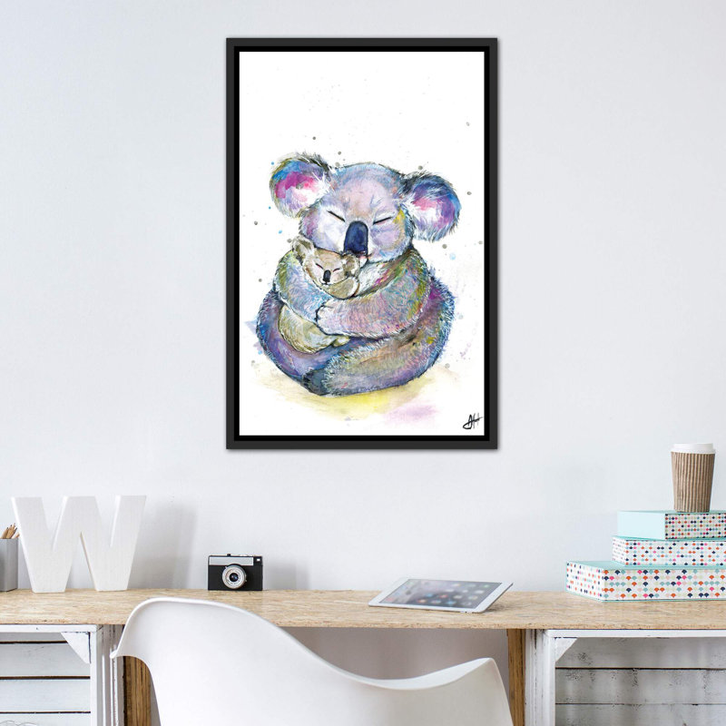 Décoration murale Kuddly Koalas, pour enfants, Toile avec cadre noir patiné, H 26 po x l 18 po x 1,5 po