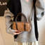 Brown Faux Suede Handle Bag, Barrel Tote Purse for Women Ladies with Top Handles