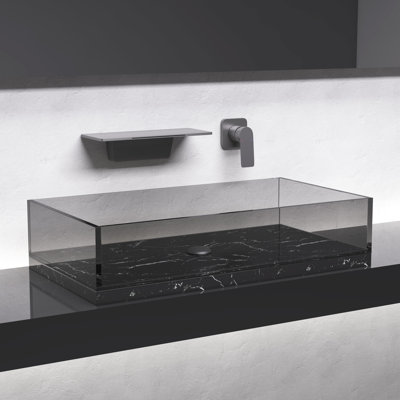 Waterfall Bathroom Faucet In Gunmetal - Brass Construction, Single, Wall Mount Design Tap Brass, Mounted