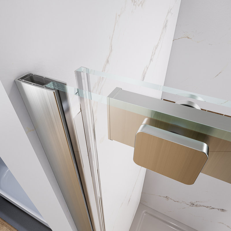 Porte de douche coulissante simple demi-cadre l 56 à 60 po x H 74 po, Nickel brossé