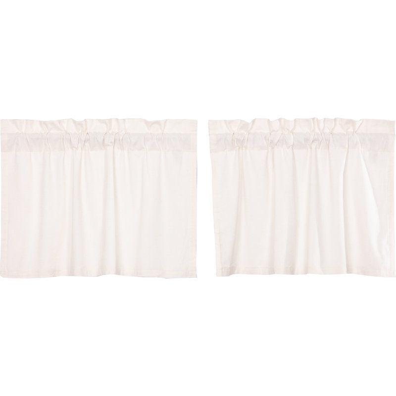 RuckeR Cotton Blend Tailored Cafe Curtain, 36" W x 24" L, Antique White